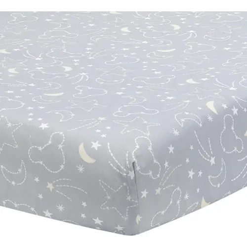 Disney Baby Mickey Mouse Gray/Yellow Celestial Fitted Crib Sheet by Lambs & Ivy