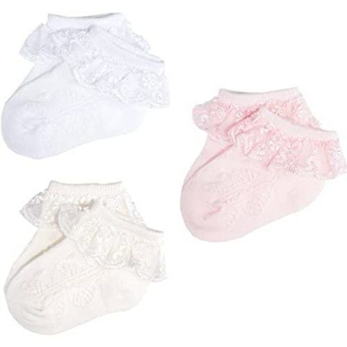 EPEIUS Baby-Girls Eyelet Frilly Lace Socks,Newborn/Infant/Toddler/Little Girls (Pack of 2/3/4/6)