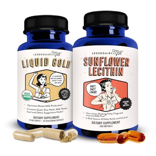 Legendairy Milk Liquid Gold + Sunflower Lecithin Lactation Supplement for Milk Supply Increase and for Clogged Milk Ducts - Breastfeeding Supplements for Milk Flow and Boost Milk Production