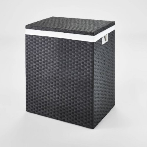24" x 14" x 20" Lined Woven Hamper Black - Brightroom™
