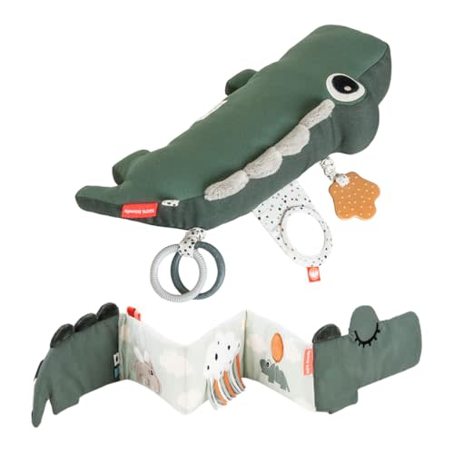 Done by Deer Tummy Time Activity Toy with Fold-Out Soft Book Croco Green
