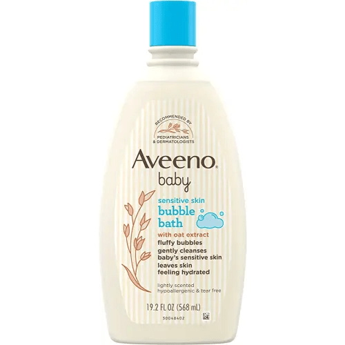 Aveeno Baby Sensitive Skin Bubble Bath with Oat Extract, Gently Cleanses and Leaves Skin Feeling Hydrated, Tear-Free Formula, Hypoallergenic, Paraben-, Phthalate-, Soap- & Dye-Free, 19.2 fl. Oz
