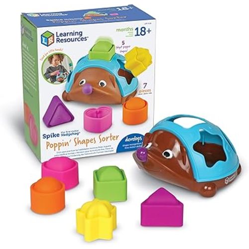 Learning Resources Spike The Fine Motor Hedgehog Poppin' Shapes Sorter, Educational Baby & Toddler Toys, Fine Motor, Montessori Must Haves