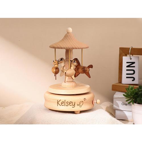 Custom Wooden Carousel Musical Box, Engraved Name Music Box,Sensory Toys,Unique Keepsake Gift,Baby shower gift, Birthday Gifts, Couples Gift