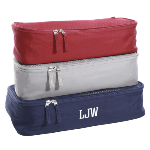 Personalized Mackenzie Gray/Navy/Red Packing Cubes, Set of 3