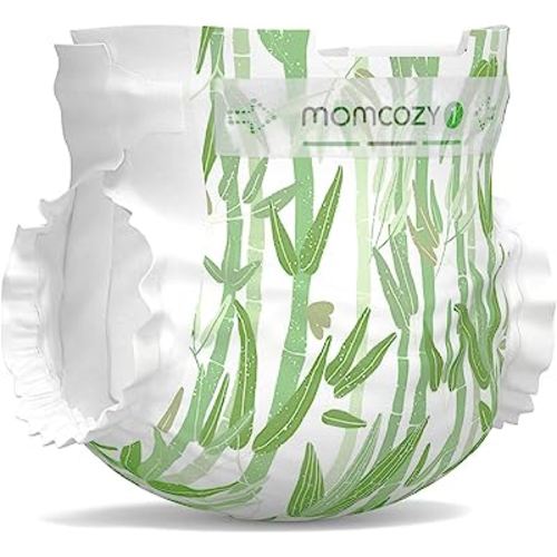 Momcozy Newborn Diapers, Baby Diapers Natural Bamboo Diapers Hypoallergenic for Sensitive Skin, Disposable Diapers, Organic Diapers Infant Diapers Size 1(80 Count)