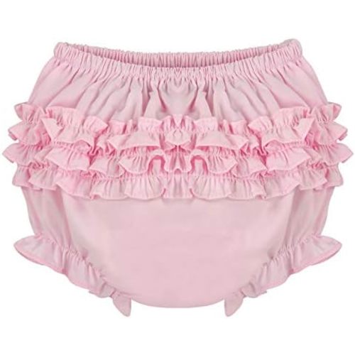 Baby Ruffle Panty Diaper Covers For Girls - Classic Baby Bloomers for Baby Girls - Diaper Cover White/Pink