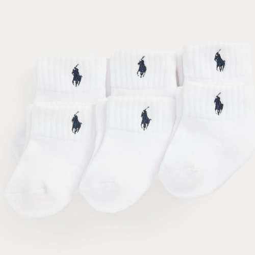 Baby Crew Sock 6-Pack (0-6 Months, White and Navy)