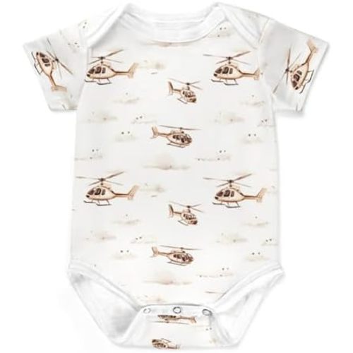 Vintage Helicopter Cloud Baby Bodysuits Boho Plane Airplanes Toddler Onesie Transportation Clothes