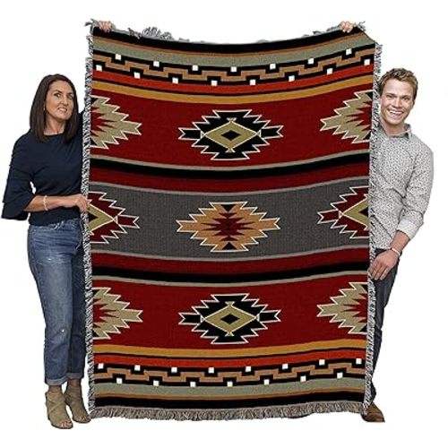 Pure Country Weavers Kaibab Blanket - Southwest Native American Inspired - Gift Tapestry Throw Woven from Cotton - Made in The USA (72x54)
