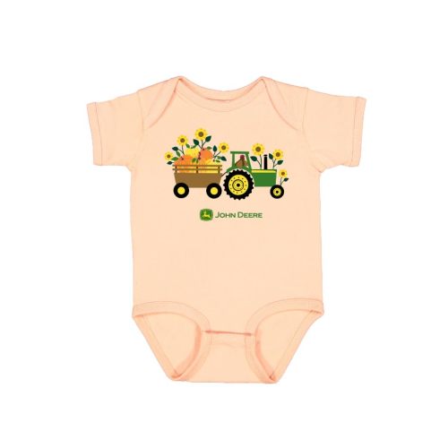 John Deere Infant Peachy Pumpkin Chicken Tractor Bodysuit Onesie