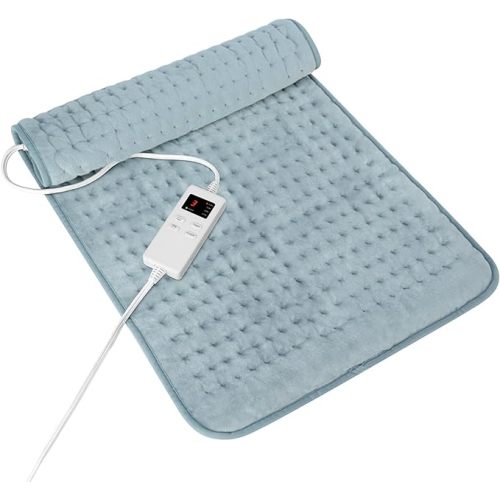 Heating Pad for Period Cramps, Heating Pad for Back/Neck/Shoulder Muscle Pain, 6 Heating&4 Timer Setting, Auto Shut Off, Dry/Moist Heat & Machine Washable, Gray Birthday Christmas Gifts for Women Mom
