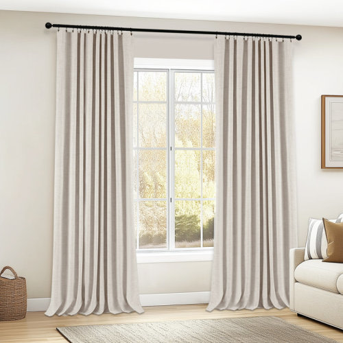 Wade Logan® Birglinde Faux Linen Textured Thermal 100% Blackout Curtains for Bedroom Living Room Rod Pocket/Ring Clips & Reviews | Wayfair