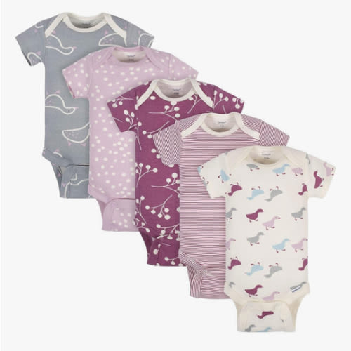 Grow by Gerber baby-girls 5-pack Short-sleeve Onesies Bodysuits