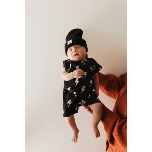 Black & White Lightning Bolt | T-Shirt Romper