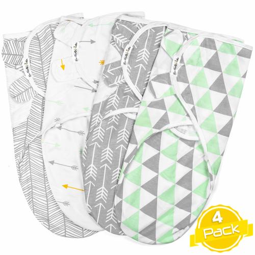Swaddle Blanket, Adjustable Infant Baby Wrap Set of 4, Baby Swaddling Wrap Blankets Made in Soft Cotton, by BaeBae Goods …