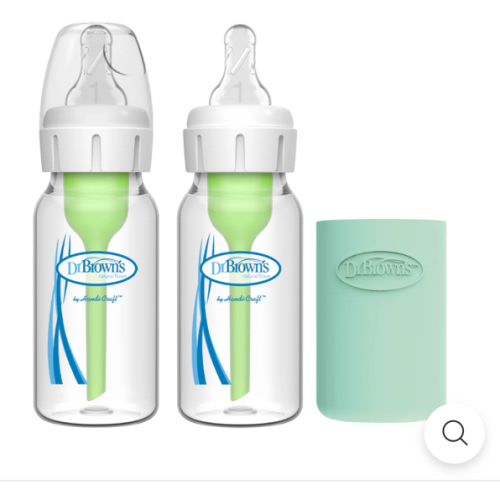 Dr. Brown’s Natural Flow® Anti-Colic Options+™ Narrow Glass Baby Bottle with Silicone Sleeve, 2-Pack