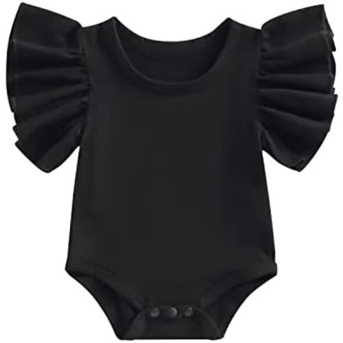 Newborn Infant Baby Girl Solid Ruffle Romper Bodysuit Jumpsuit Casual Clothes One Piece Outfit