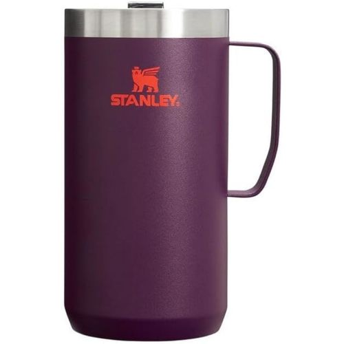Stanley Stay-Hot Camp Mug 24 oz | Press Fit Drink Through Lid | Cup for Coffee, Tea and Drinks | Insulated Stainless Steel Coffee Mug | BPA-Free | Plum