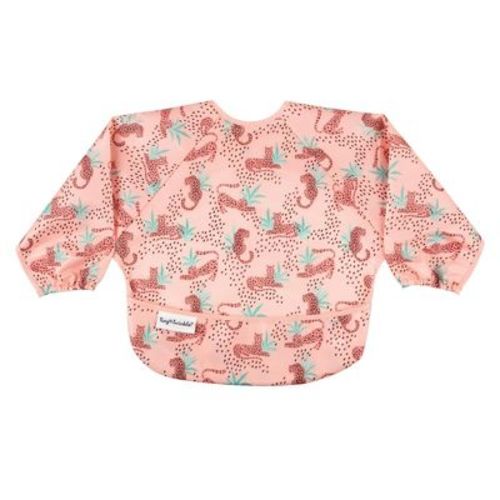 Tiny Twinkle Mess-Proof/Waterproof Long-Sleeve Baby Bib, Machine Washable Smock for Eating (Cotton Candy, Small 6-24 Months)
