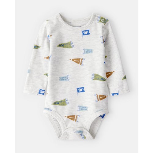 Baby Boy Football Print Long-Sleeve Fashion Bodysuit - Grey - Carter's | Carter's