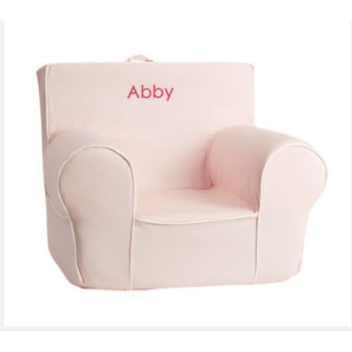 Blush With White Piping Anywhere Chair® | Kids Armchair | Pottery Barn Kids