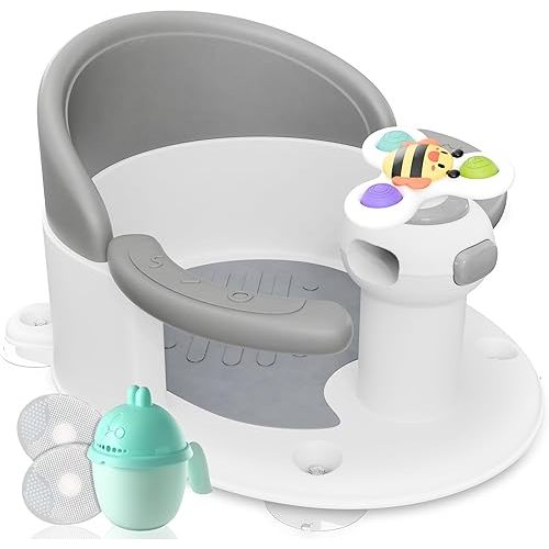 BEBELEH™ Baby Bath Seat [Original] for Babies 6 Months & Up - Safe Infant and Toddler Baby Bathtub Seat for Sitting Up - Baby Bath Tub Baby Tub Seat for Shower (Gray, 6 Months+)