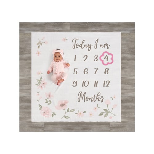 Modern Moments By Gerber Baby Girl Milestone Blanket & Frame Set, 2-Piece, Pink