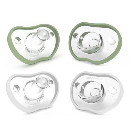 Nanobebe Flexy Silicone Pacifier 0-3 Months - Sage/white - 4pk
