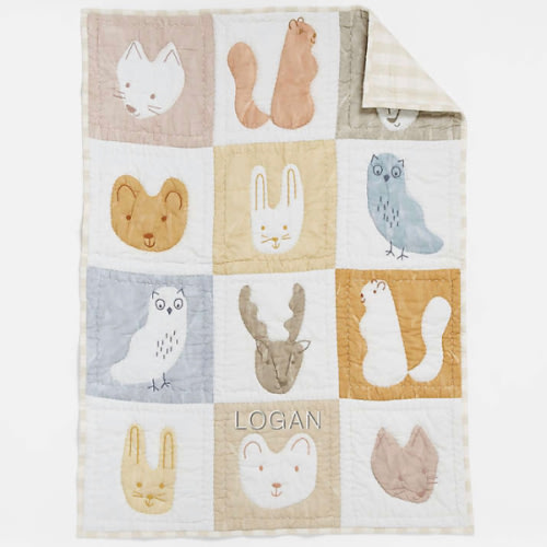 Forest Animals Organic Cotton Baby Crib Quilt
