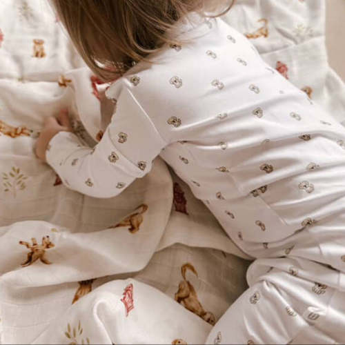 Organic Zippered Romper in Golden Retriever