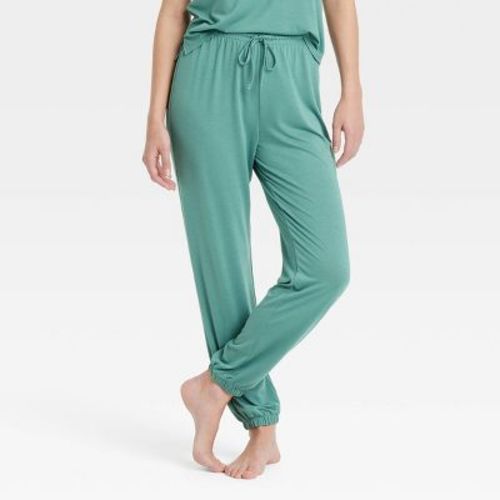 Women's Cooling Jersey Jogger Pajama Pants - Auden™ Green M: Midweight Knit, Ankle Length, Front Tie