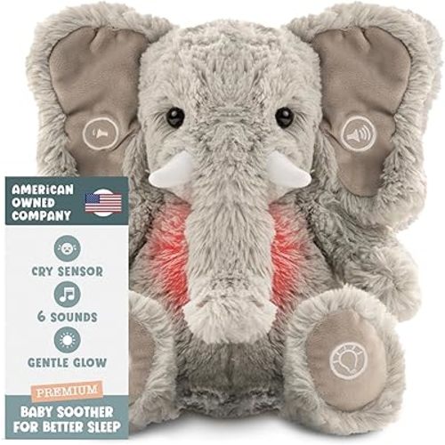 Gemma Joy Elephant Plush Cry-Activated Heartbeat Sleep Soother for Newborns