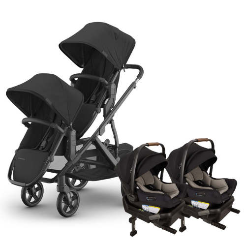 Vista V3 Twin Stroller + Nuna PIPA Series Travel System - Jake / PIPA Aire / Caviar