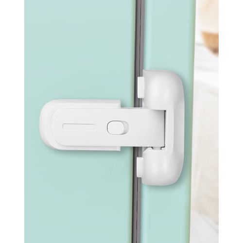 Qinzcp Updated Baby Safety Proof Fridge Latch Lock to Keep Door Closed,Child Proof Refrigerator/Fridge/Freezer Door Lock for Toddlers and Kids,no Tools Need or Drill (White-1pcs)