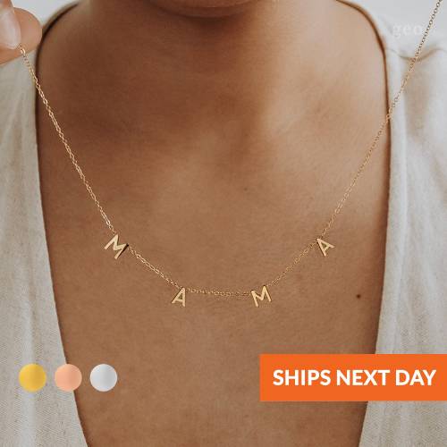 MAMA Necklace for Women Handmade Personalized Gift from Daughter New Mom Necklaces Birthday Gift Mother in Law Mom Jewelry Gift for Her
