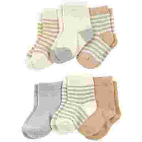 Touched by Nature Baby Unisex Organic Cotton Socks, Neutral Stripes, 0-6 Months