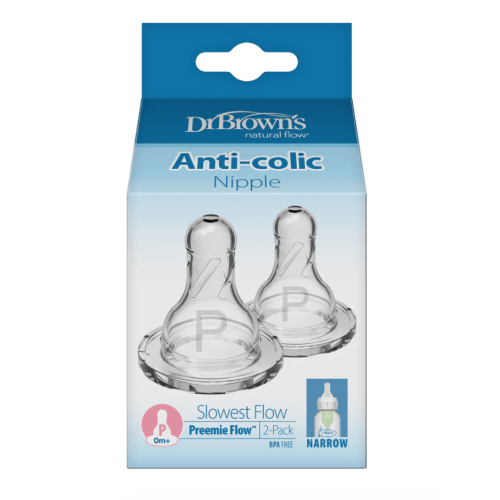 Dr. Brown’s Natural Flow® Narrow Baby Bottle Silicone Nipple, 2-Pack