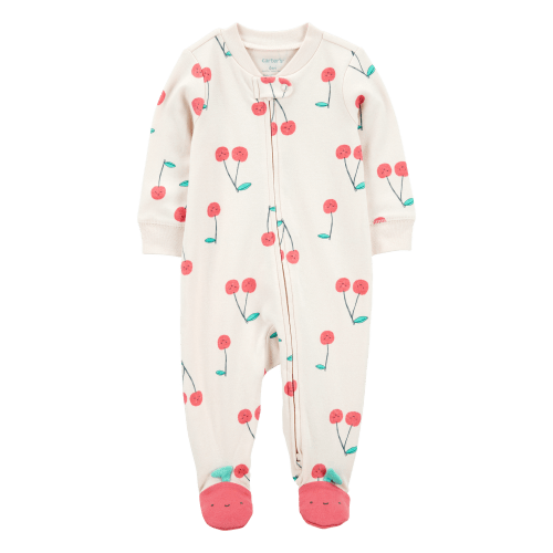 Baby Cherry Print 2-Way Zip Cotton Sleep & Play Pajamas - Carter's | Carter's