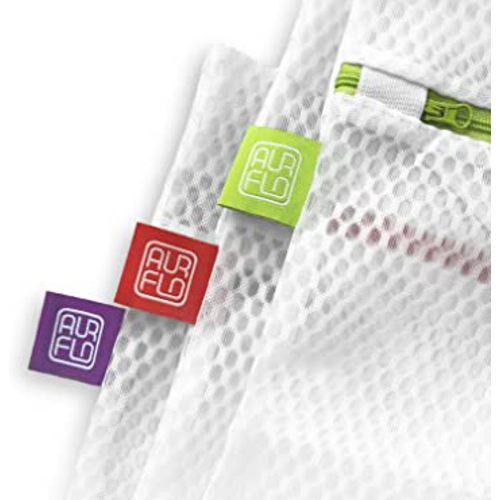 Mesh Laundry Bags for Delicates – 3 Medium Durable Net with Anti Rust Zipper, Hanging Loop-Garment Safe Wash Bags and Organizer for Washing Machine, Lingerie, Socks, Bra, Underwear, Baby Items, Travel