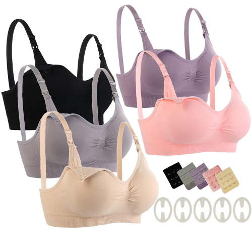 5 Pack Nursing Bra,Seamless Breastfeeding Bras Maternity Bra,5 Colors (XXL),Multicolor