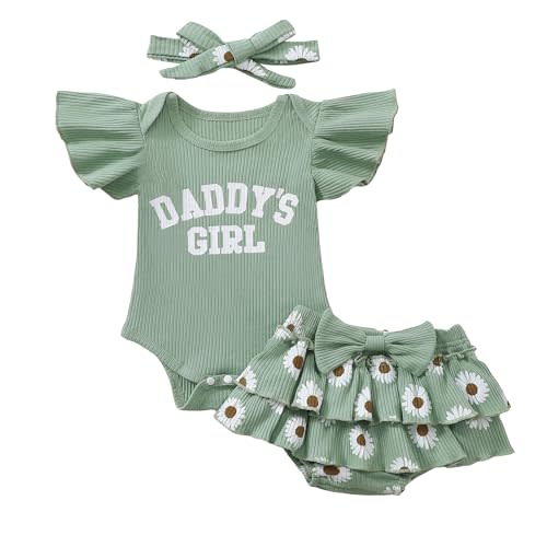 Aunties Bestie Baby Girl Clothes Aunt Saying Letter Romper Tiered Ruffle Daisy Skirt Skort Newborn Coming Home Outfit