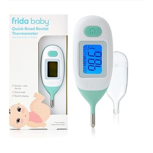 Frida Baby Rectal Thermometer for Babies, Digital Fever Thermometer for Babies, Newborns & Infants, Quick & Accurate Temperature Check, Water Resistant, Clear Case, Memory Holds Last 10 Readings