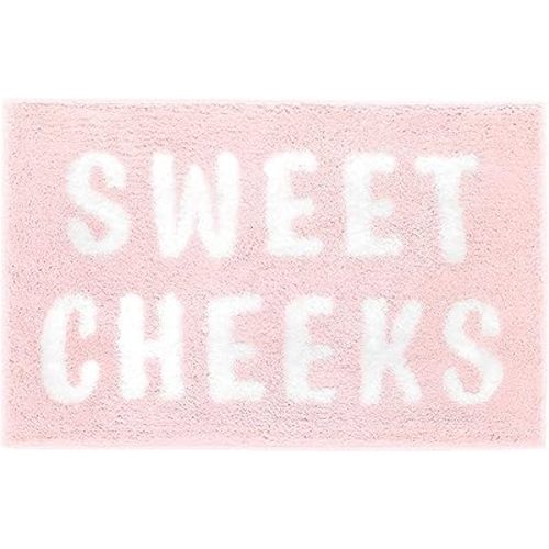 Sweet Cheeks Bath Mat for Tub, Blush Pink Bath Mats for Bathroom Non Slip, Cute Pink Bathroom Decor, Anti Slip Microfiber Bath Rugs, Get Naked Funny Bath Rugs for Bathroom, 32"x20"