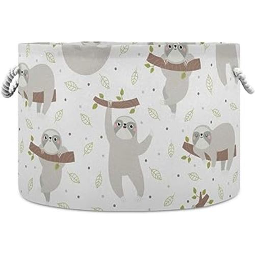 Kigai Sloth Cotton Rope Basket Large Round Baby Laundry Basket Toy Blanket Books Storage Bin for Bedroom Bathroom Nursery Home Decor