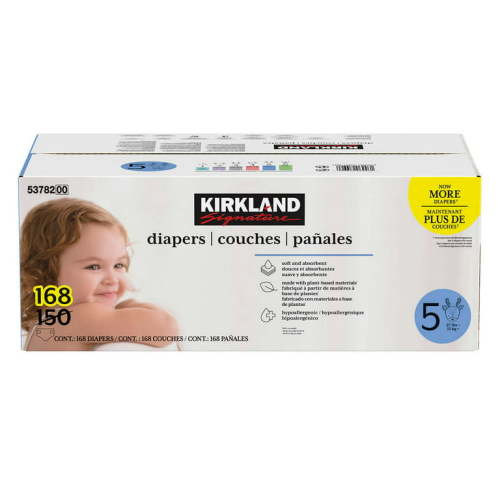 Kirkland Signature Diapers Size 5 (27 lbs +) 150 Count W/ Exclusive Health and Outdoors Wipes