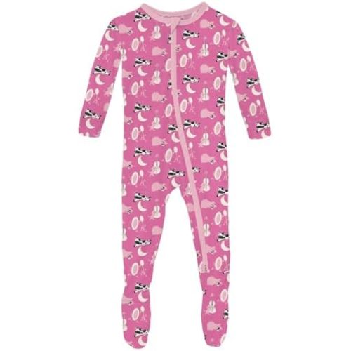 KicKee Print Footie with Zipper, Super Soft One-Piece Jammies, Sleepwear for Babies and Kids