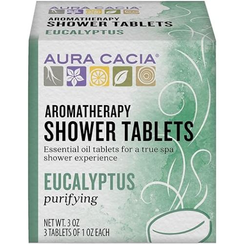 Aura Cacia - Purifying Eucalyptus Shower Tablet |Pure Essential Oils | Contains 3 Individually-Wrapped 1 oz. Tablets