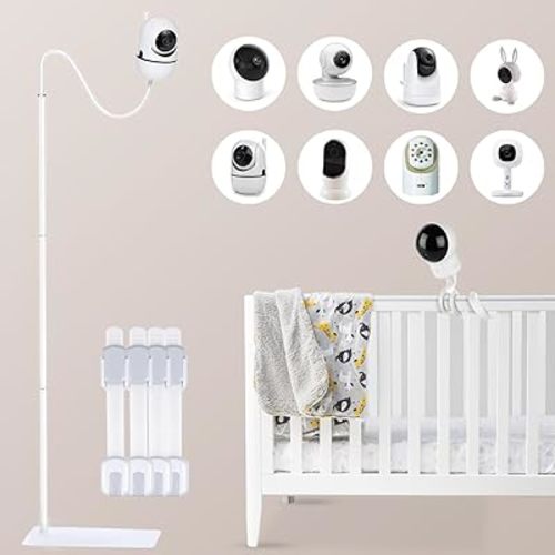 Universal Baby Monitor Floor Stand Holder with Monitor Mount, Compatible with Vtech, Infant Optics DXR-8 Pro, Nanit Pro, Motorola, VAVA, Owlet, Hello Baby Camera, Secure Adjustable Stable Design