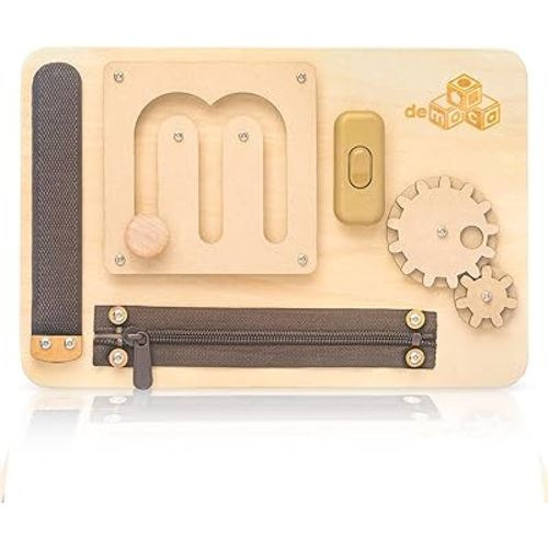 deMoca Montessori Busy Board for 1 Year Old, Sensory Toy for Toddlers, Travel Toys with Educational Activities for One Year Old and 2 Years Old, Gift for Boys and Girls, Packaging May Vary, Nature
